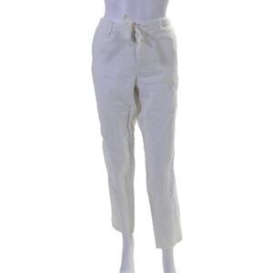 G1 Basic Goods Womens Linen Four Pocket Mid-Rise Tapered Pants White Size 8